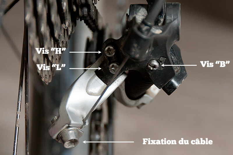 réglage dérailleur velo vtt vis shimano xt