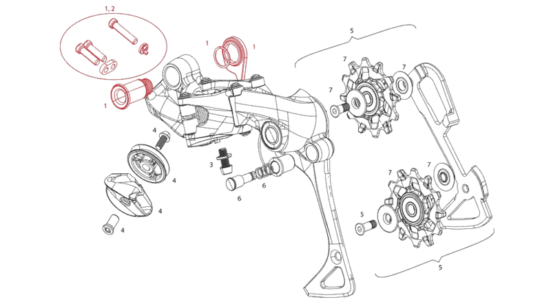 Derailleur SRAM - Boulon ancrage et plaque vis B